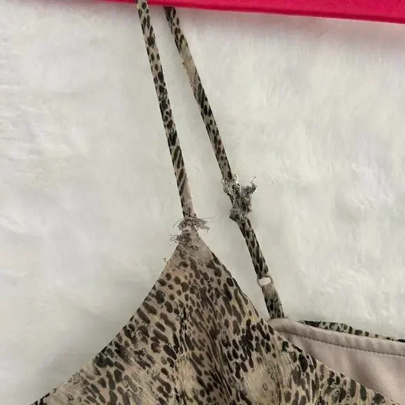 Candies Animal Print Tiered Ruffle Camisole Top Brown Neutral Sz L - Picture 4 of 7